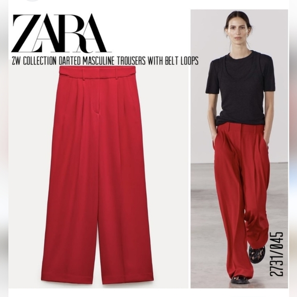 BNWT! Zara PLEATED TABBED MENSWEAR STYLE PANTS ZW COLLECTION - Picture 3 of 10